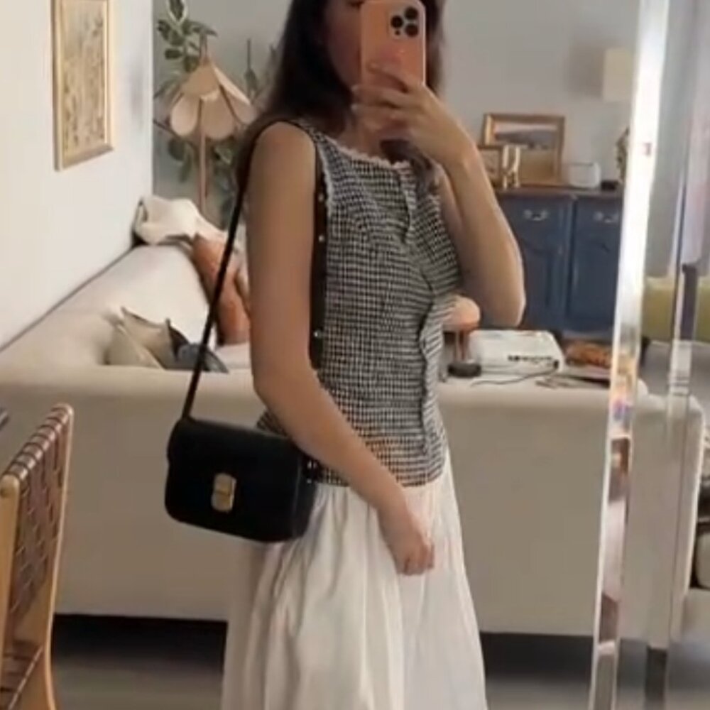 NWOT Reformation Amela Gingham Linen Top - Picture 2 of 13